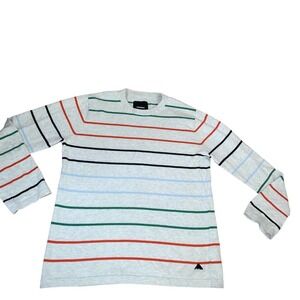 Burton brand sweater men's stripped soft cream orange green horizontal SZ LG